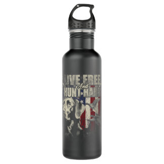 Duck Hunting Deer Hunting USA Flag Hunters Stainless Steel Water Bottle