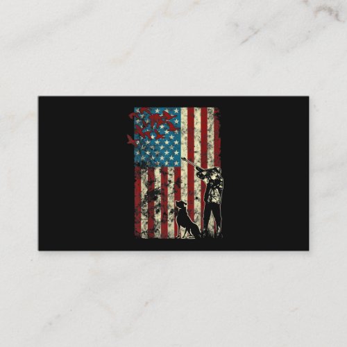 Duck Hunting Distressed Patriotic American Flag Business Card