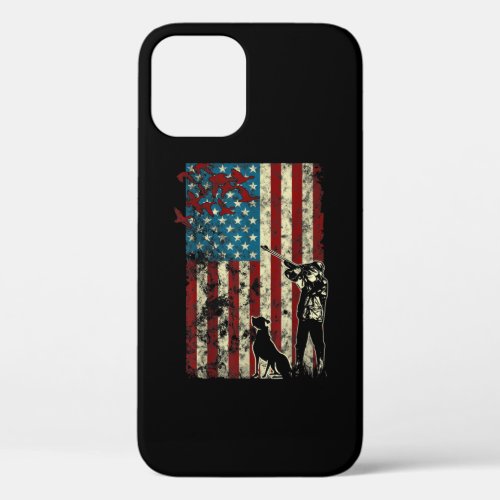 Duck Hunting Distressed Patriotic American Flag iPhone 12 Pro Case