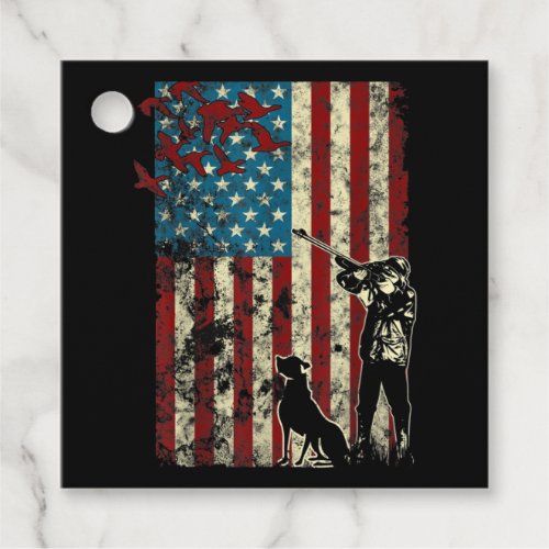 Duck Hunting Distressed Patriotic American Flag Favor Tags