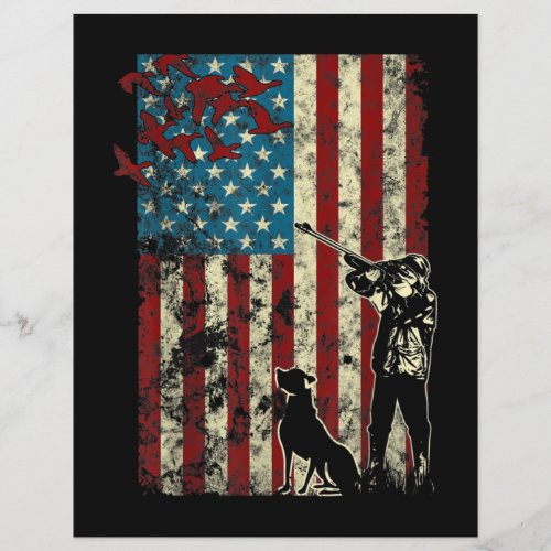 Duck Hunting Distressed Patriotic American Flag Letterhead