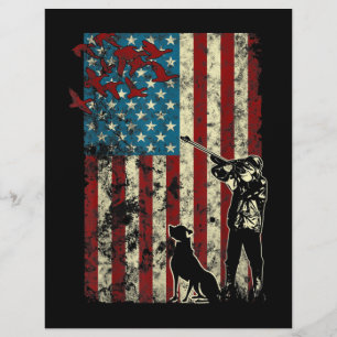 Duck Hunting Distressed Patriotic American Flag Letterhead