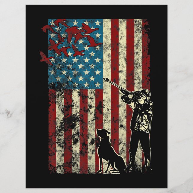 Duck Hunting Distressed Patriotic American Flag Letterhead (Front)