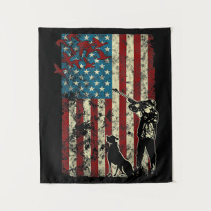 Duck Hunting Distressed Patriotic American Flag Tapestry