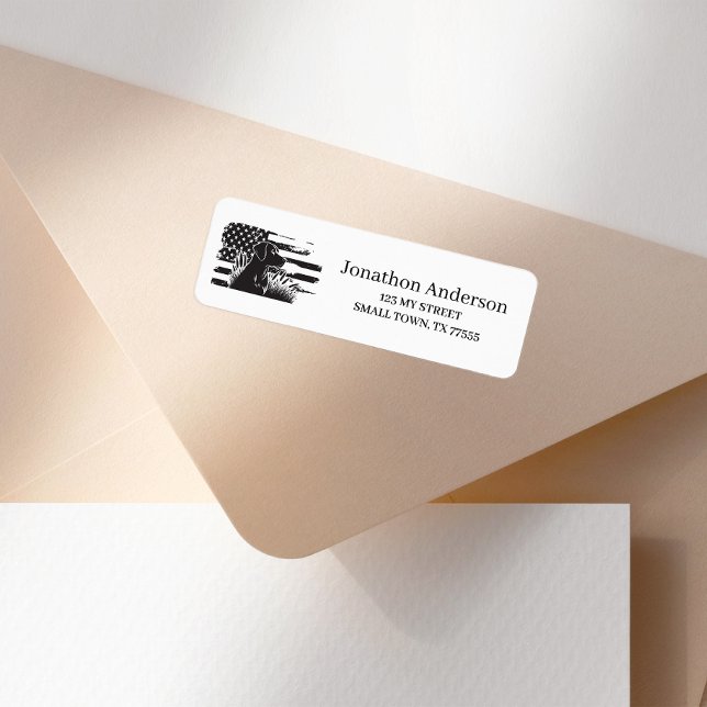 Duck Hunting Dog American Flag Address Label (Creator Uploaded)