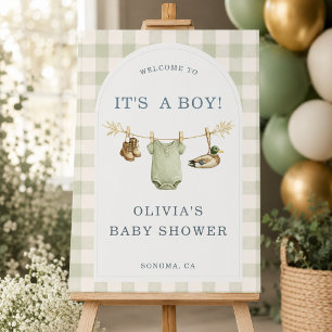 Duck Hunting Gingham Baby Shower Welcome Foam Board