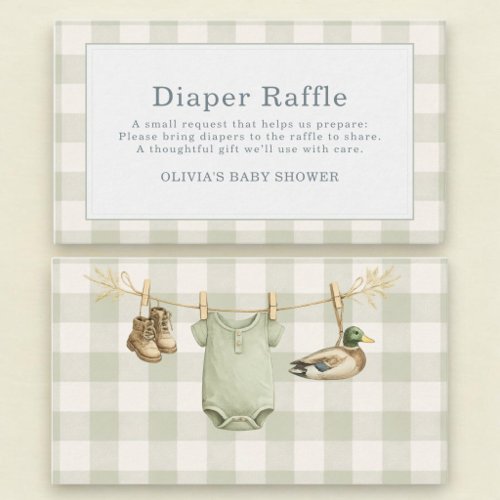 Duck Hunting Gingham Diaper Raffle Baby Shower Enclosure Card