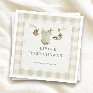 Duck Hunting Hunter Gingham Baby Shower Party Napkins