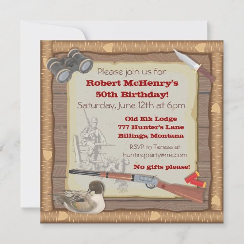 Duck Hunting Invitation with wood frame