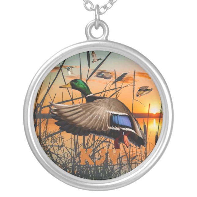Duck Hunting Jewelry for Men, Mallard Necklace (Front)