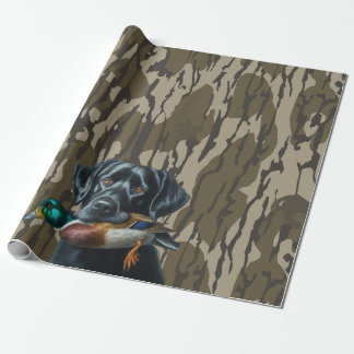 Duck Hunting Labrador Retriever Bottomland Camo Wrapping Paper