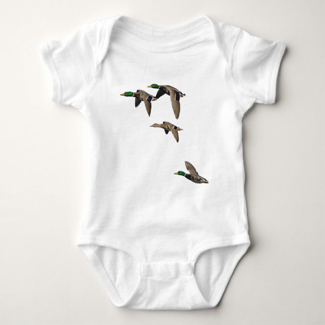 Duck Hunting Mallards in Flight Baby Bodysuit (Front)