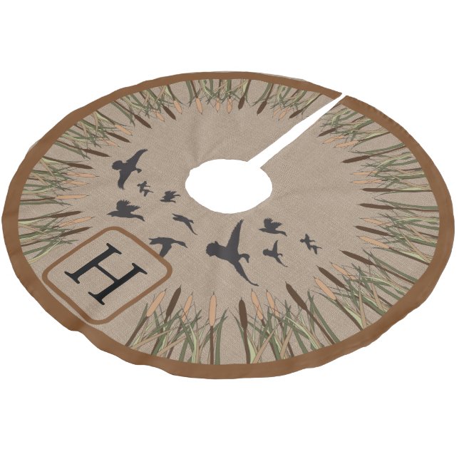 Duck Hunting Monogram Custom Brushed Polyester Tree Skirt (Angled)