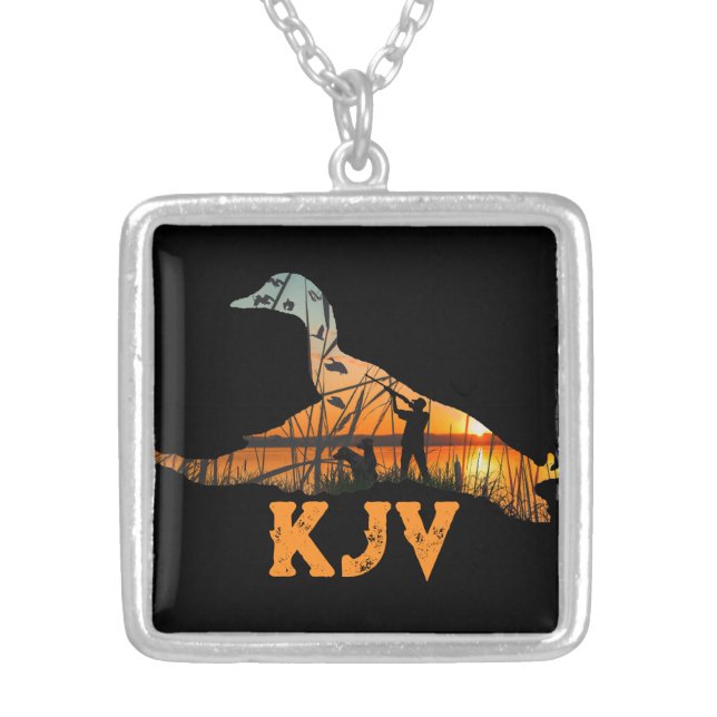 Duck Hunting Necklace for Men, Personalized  (Front)
