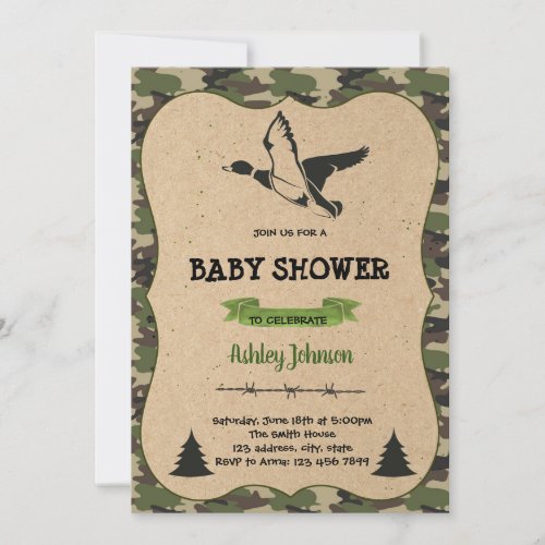 Duck hunting party theme invitation card