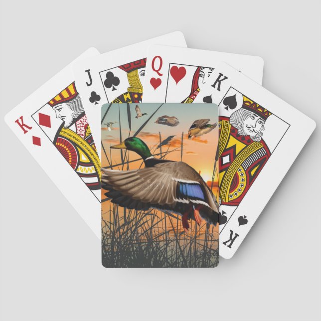Duck Hunting Playing Cards, Flying Mallard Poker Cards (Back)
