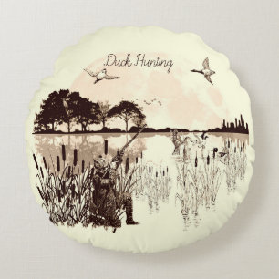 Duck Hunting   Round Pillow