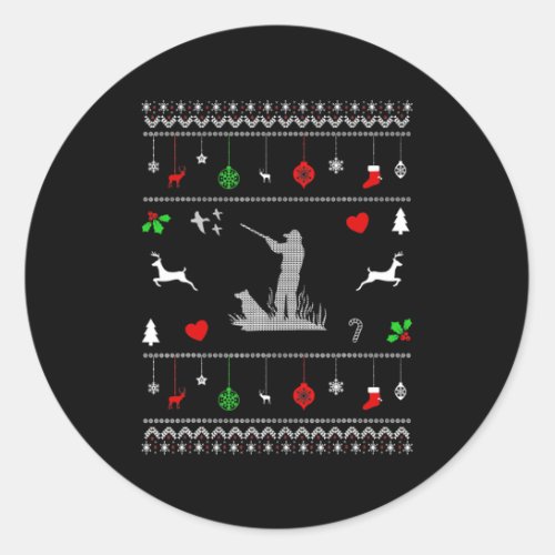 Duck Hunting Ugly Christmas Design Hunter Classic Round Sticker