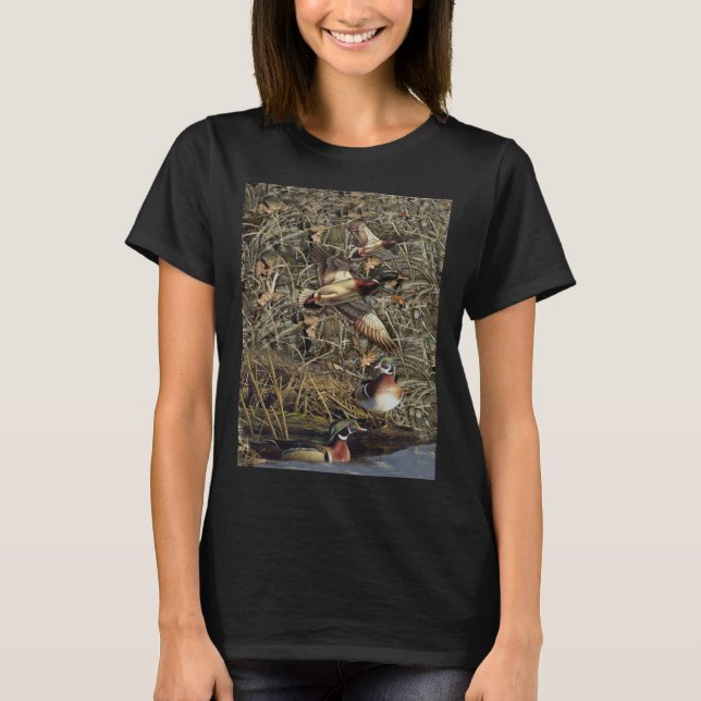 Duck Hunting waterfowl camo T-Shirt (Front)