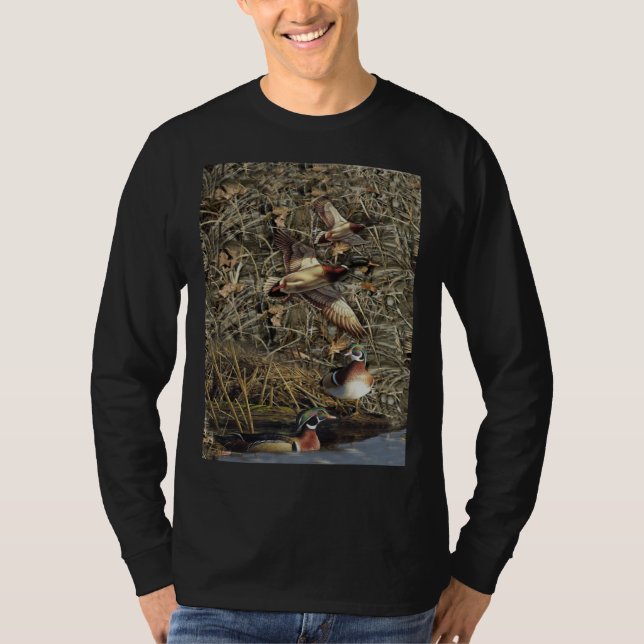 Duck Hunting waterfowl camo T-Shirt (Front)