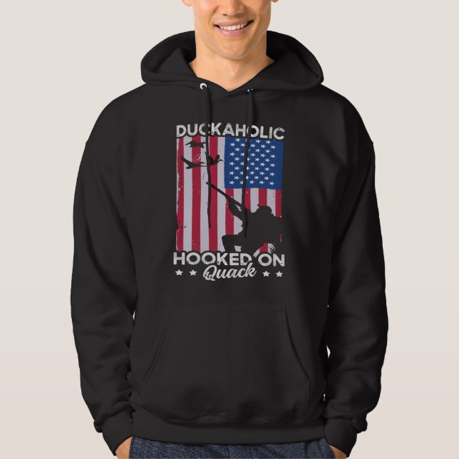Duck Hunting Waterfowl Hunting Duckaholic Quack Hoodie (Front)
