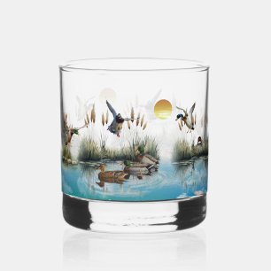 Duck hunting whiskey glass