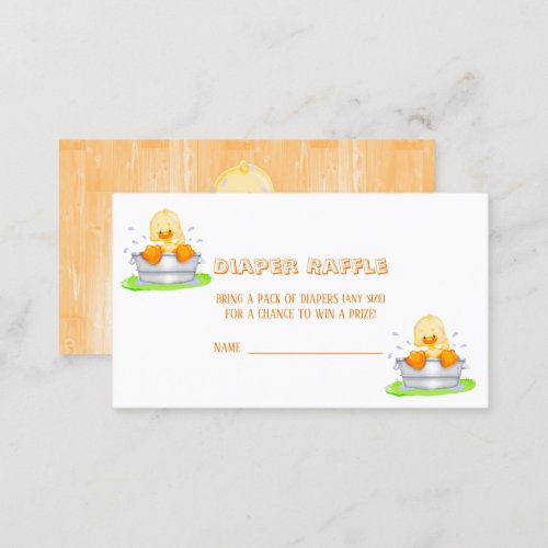 Duck in a Tub Baby Shower Diaper Raffle  Business Card