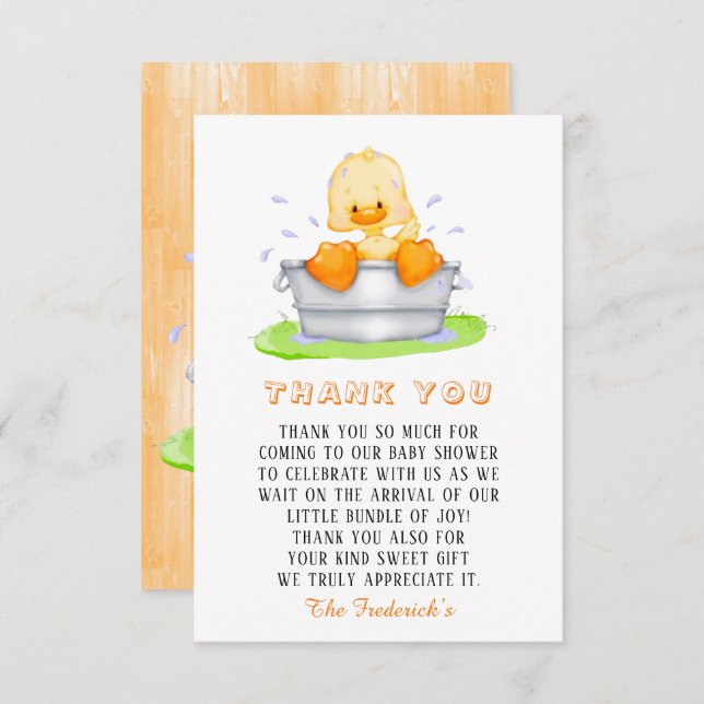 Duck in a Tub Baby Shower Thank You  (Front/Back)