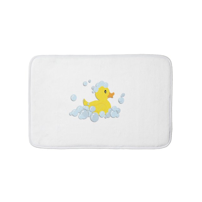 Duck in Blue Bubbles Bathroom Mat (Front)