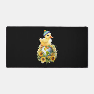 Duck in Gay Flag Colors Beanie on Planet Desk Mat