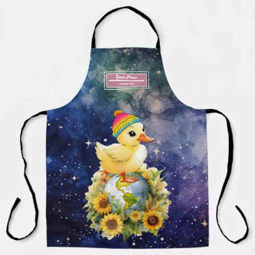 Duck in Pansexual Flag Colors Beanie on Planet Apron