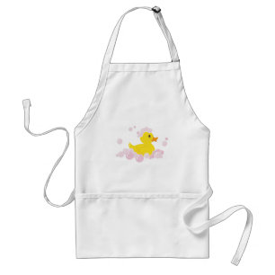 Duck in Pink Bubbles Adult Apron