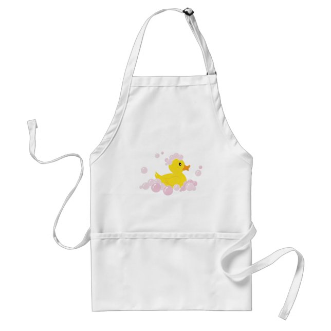 Duck in Pink Bubbles Adult Apron (Front)