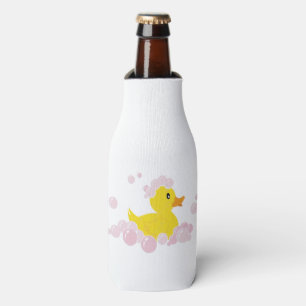 Duck in Pink Bubbles Bottle Cooler