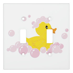 Duck in Pink Bubbles Light Switch Cover