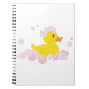Duck in Pink Bubbles Notebook