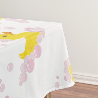 Duck in Pink Bubbles Tablecloth