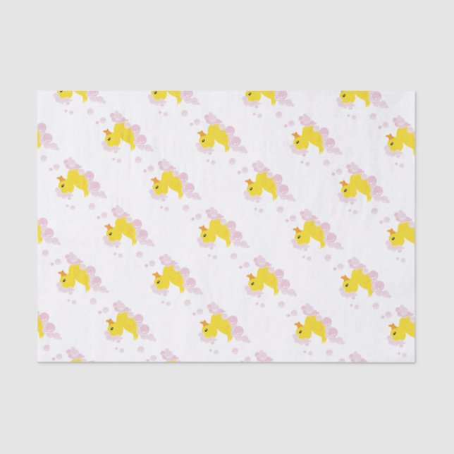 Duck in Pink Bubbles Tissue Paper (Front)