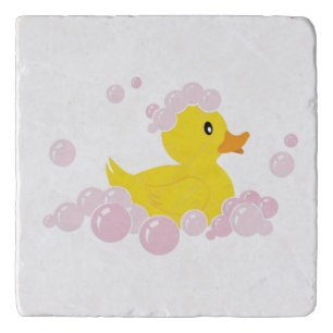 Duck in Pink Bubbles Trivet
