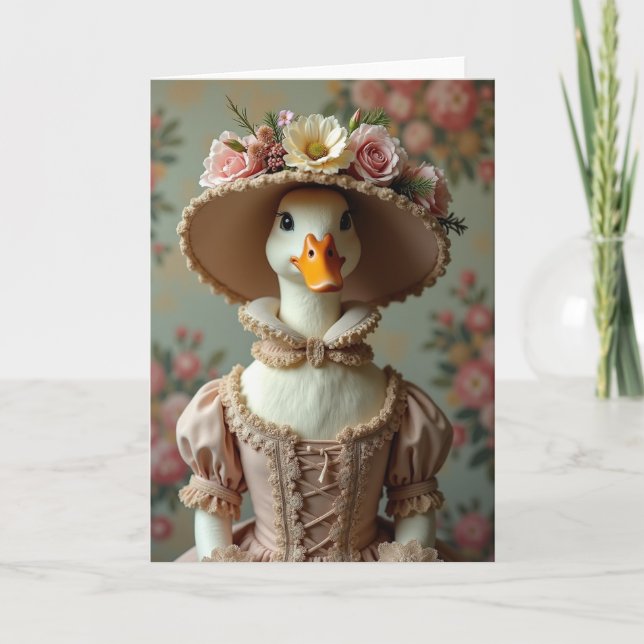 Duck In Pink Dress Fancy Card (Front)