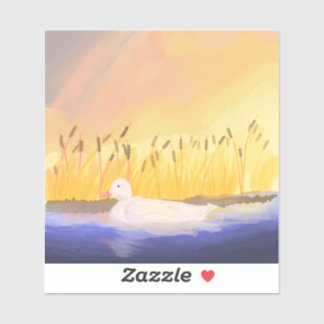 Duck in Pond at Sunset  Sticker