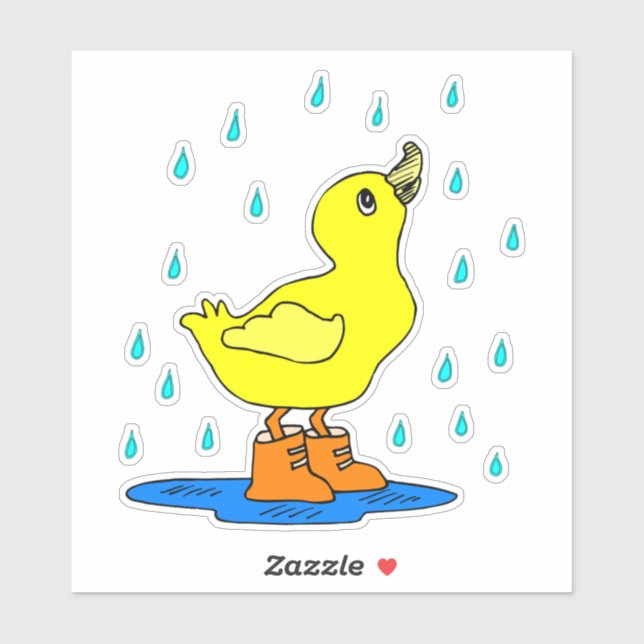 Duck In Rain Custom-Cut Vinyl Sticker (Sheet)