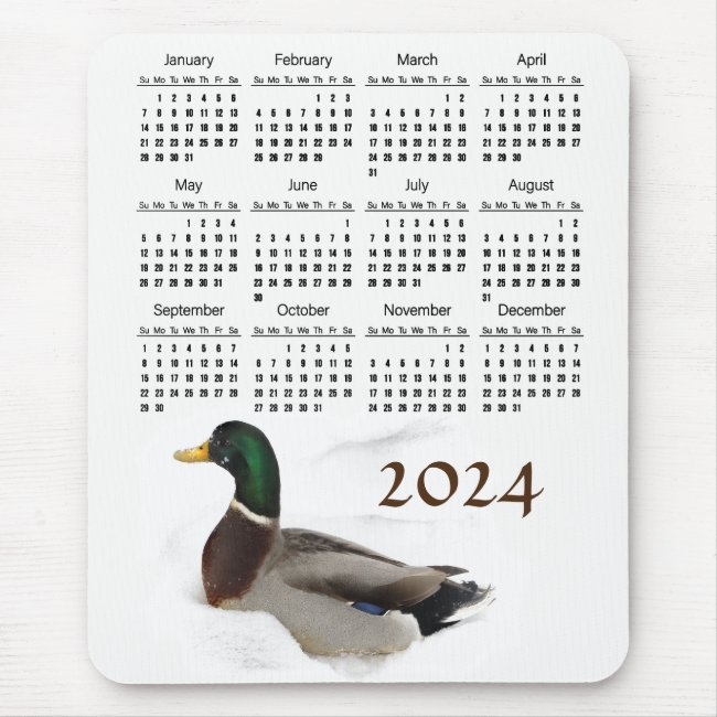 Duck in Snow 2024 Animal Nature Calendar 