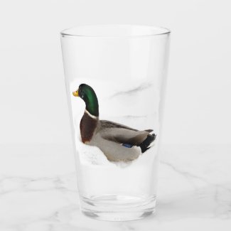 Duck in Snow Animal Glass Tumbler