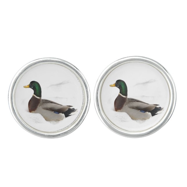 Duck in Snow Cuff Links (Front)