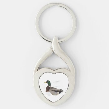 Duck In Snow Keychain by Bebops at Zazzle