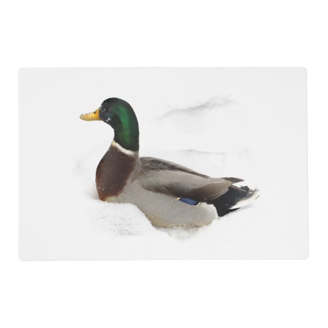 Duck in Snow Laminated Placemat (Front)