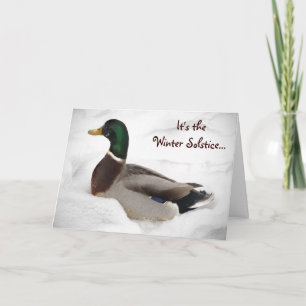 Duck in Snow Winter Solstice Holiday Card