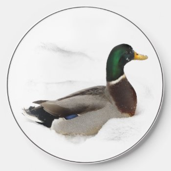 Duck In Snow Wireless Charger by Bebops at Zazzle