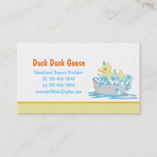 Duck in Tub Daycare or any business card template